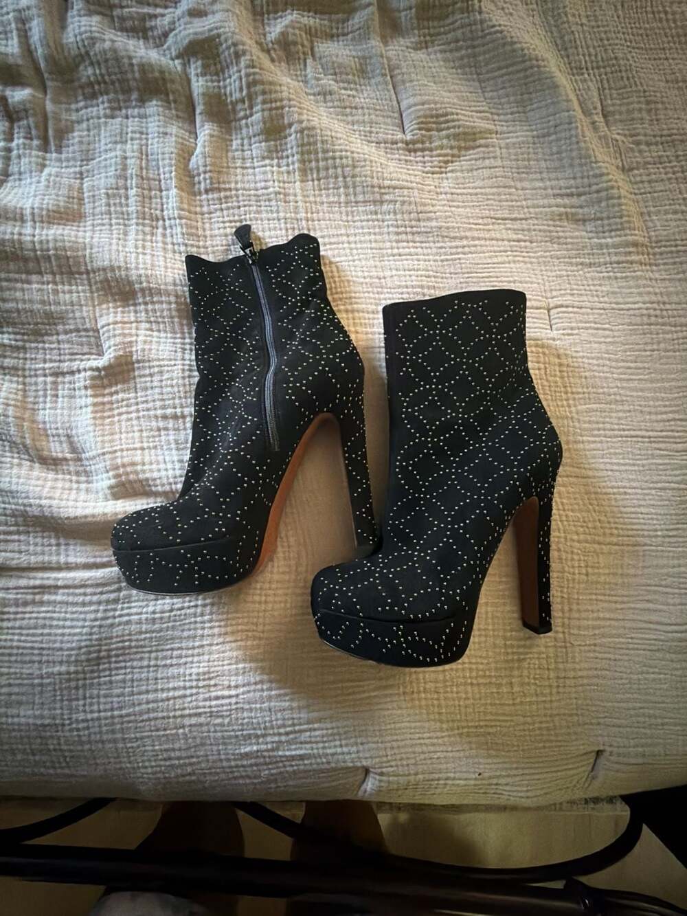 Alaïa Black Suede Studded Platform Ankle Boots